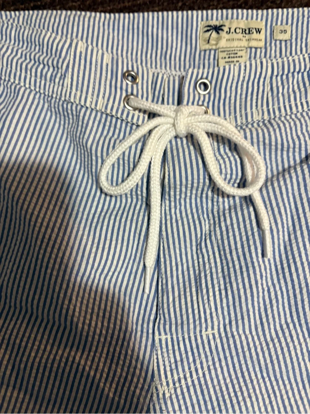 J. Crew Men’s Blue Seersucker Swim Trunks